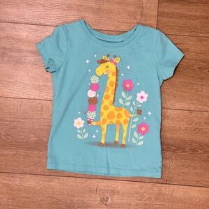 ⭐ 5/$20 ⭐ Children's Place 3T Teal Giraffe Ice Cream Graphic Tee
